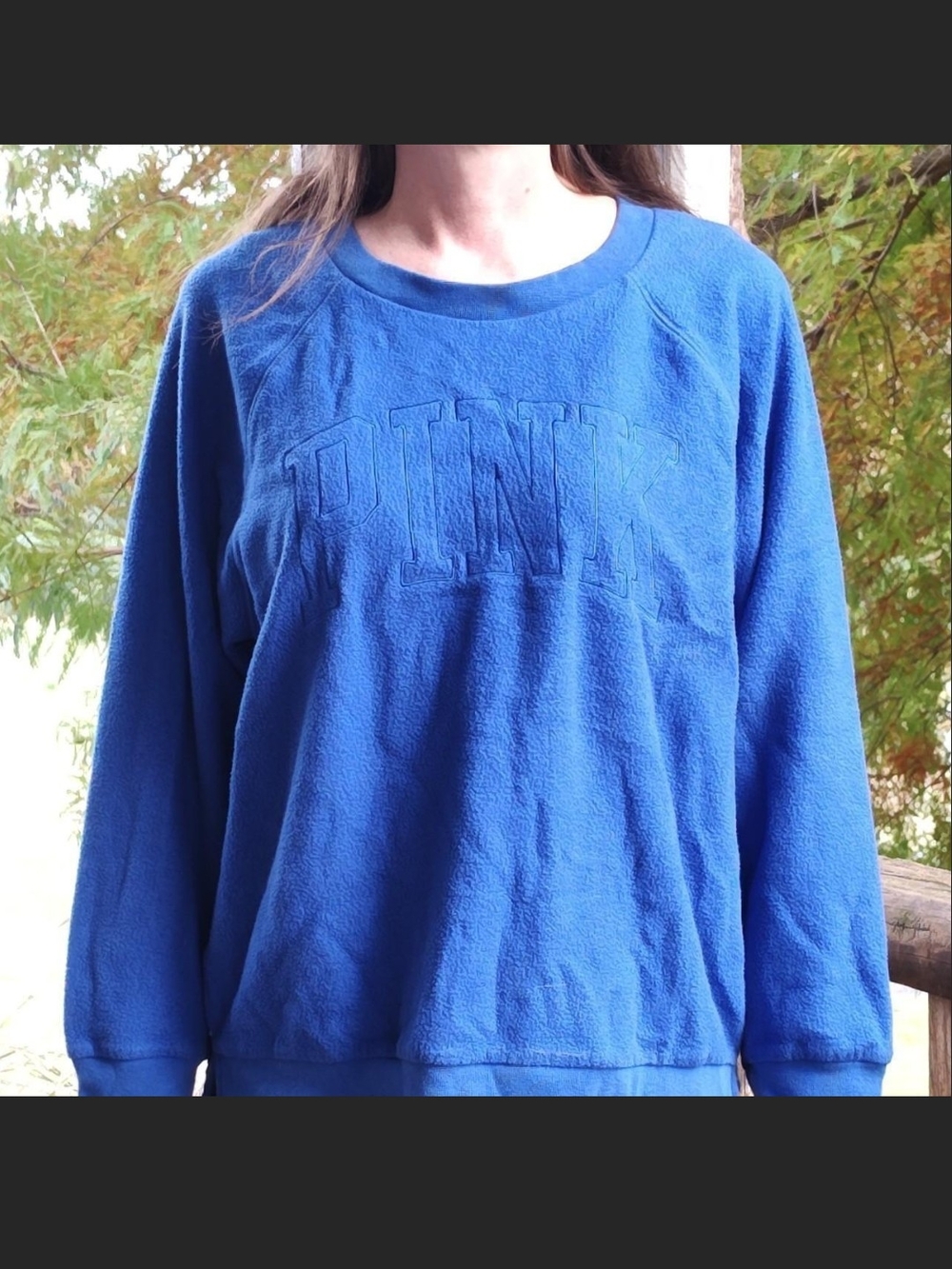 PINK Victoria's Secret Royal Blue Fleece Crewneck Sweatshirt